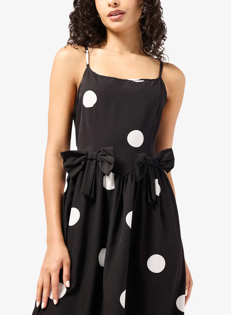 Ginger Strappy Polka Dot A Line Dress